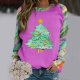 Christmas Women's Tree Themed Printed Pullover Top With Shoulder Sleeve Hoodie Women's Clothes Winter