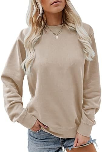 Womens Casual Sweatshirts Long Sleeve Loose Fit Soft Pullover Tops