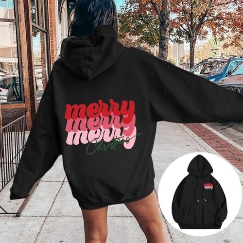 Christmas Women's Letter Print Hoodies Long Sleeved Hoodie With Pockets Style Clothes Women