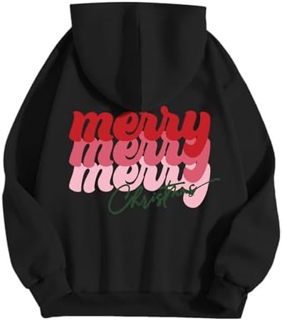 Christmas Women's Letter Print Hoodies Long Sleeved Hoodie With Pockets Style Clothes Women