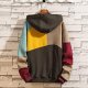 Men's Fashion Hoodies Techwear Contrast Color Oversize Sweatshirts, Unisex Lightweight Patchwork Hip Hop Pullover