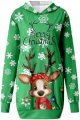 Christmas Women's Printed Long Sleeved Hooded Sweatshirt with Pocket Hoodie Pullover Dress Pencil Dress for Women