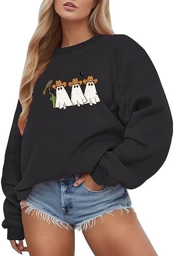 Women Canadian Maple Leaf Print Round Neck Long Sleeve Casual Hoodie Pocket Hole